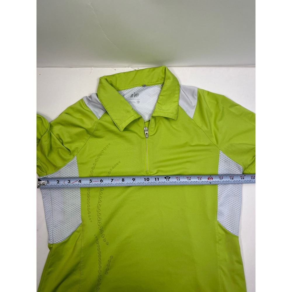 NVO Golf Shirt Women's Size M Green Raglan Short Sleeves 1/4 Zipper Logo - Picture 9 of 11